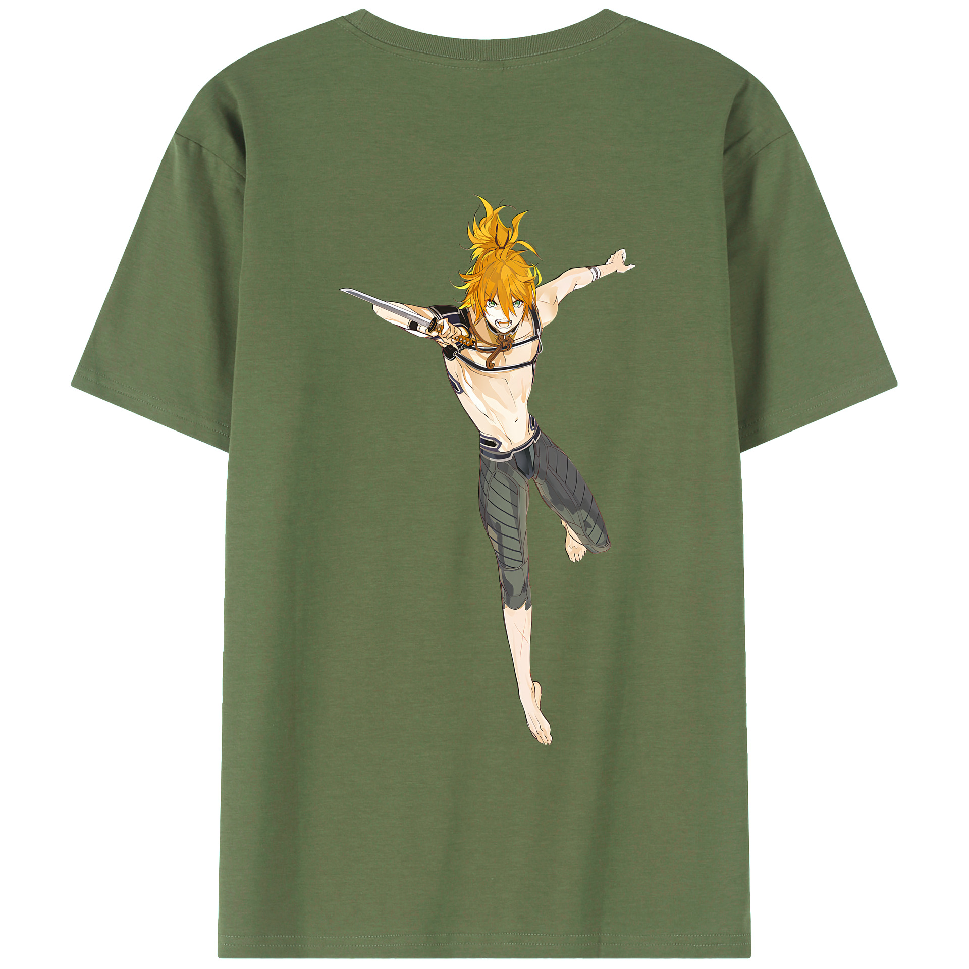 （画像用） 刀剣乱舞 Touken Ranbu 綿100％ メンズ半袖Tシャツ（バックプリント） 通気性